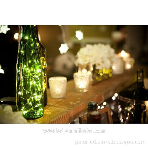 Glass bottle with led copper string light coloful light for shop window decoration